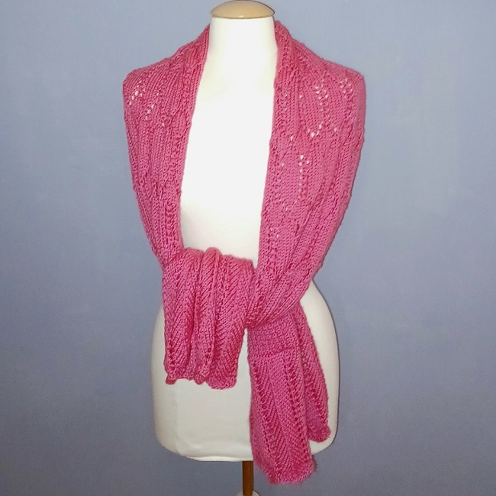 Handmade XL Pink Crochet Shawl (*lap blanket ) - Picture 2 of 6